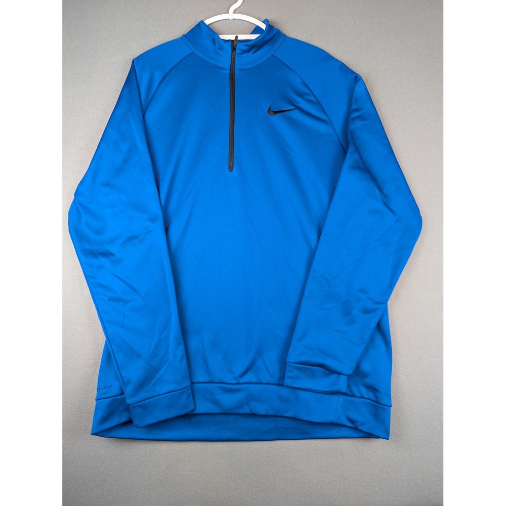 Nike Mens Dri-FIT Quarter Zip Pullover Blue Athletic Fleece 860497-433 XLT
